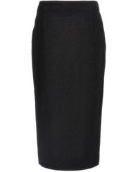 Alessandra Rich - Midi Tweed Bouclé Skirt Gonne Nero - Lyst