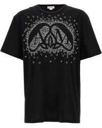 Alexander McQueen - Logo Print T Shirt Bianco/Nero - Lyst