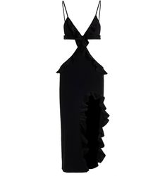 David Koma - Ruffle-trimmed Asymmetrical Cutout Midi Dress - Lyst