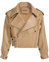 Wanan Touch - Ilaria Jacket In Beige Lambskin Leather - Lyst