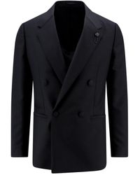 Lardini - Double-breasted Wool And Mohair Blazer - Lyst