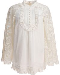 Zimmermann - Ruffled Ramie Blouse - Lyst