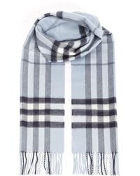 Burberry - Cashmere Check Scarf Scarves And Foulards Light Blue - Lyst