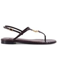 Fendi - Fold Leather Sandals With Reptile Effect-Donna - Lyst