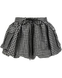 Ganni - Gonna 'Crinkled Check Mini Bubble' - Lyst