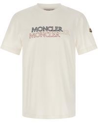 Moncler - T-Shirt Logo Floccato - Lyst