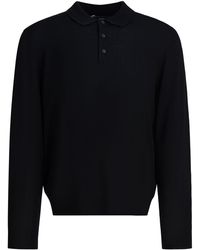 Vince - Merino Wool Polo Shirt Polo Shirts Nero-Uomo - Lyst