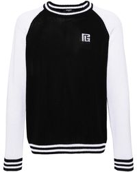 Balmain - Ribbed Sweater With Color-Block Design - Lyst