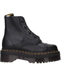 Dr. Martens Nyberg Black Leather Embroidered Flatform Boots | Lyst