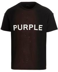 Purple Logo Print T-shirt - Black