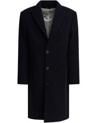 Golden Goose - Single-Breasted Wool Coat Jackets And Coats Blu-Uomo - Lyst