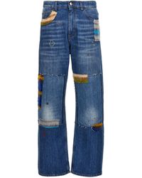 Marni - Embroidery And Patches Jeans Blu - Lyst