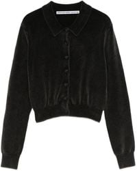 Alexander Wang - Cotton-Blend Chenille Cropped Polo Cardigan - Lyst