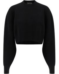 Tom Ford - Cropped Sweatshirt With Balloon Sleeves - Lyst