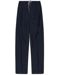 Maison Margiela - Wool Pinstripe Trousers With Drawstring Waist - Lyst