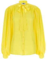 MSGM - Bow Shirt Camicie Giallo - Lyst