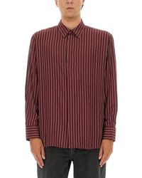 Saint Laurent - Bordeaux Viscose Shirt-Uomo - Lyst