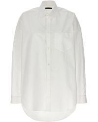 Balenciaga - Rhinestone Logo Shirt Camicie Bianco - Lyst