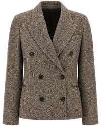 Brunello Cucinelli - Blazer Doppiopetto Misto Seta - Lyst