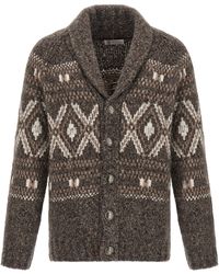 Brunello Cucinelli - 'Geometric Jacquard' Cardigan - Lyst