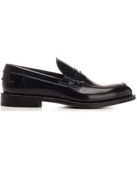 Corvari - Brushed Leather Penny Loafer Lace-up Shoes Black - Lyst