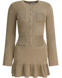 Self-Portrait - Short Lurex Knit Dress Abiti Oro-Donna - Lyst
