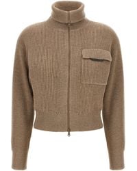 Brunello Cucinelli - Cardigan With Spread Collar And Monil Detail On The Front - Lyst