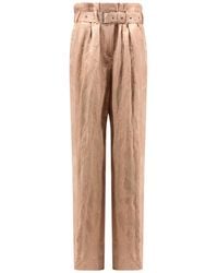 Dries Van Noten - Damasked Linen And Viscose Trouser With Belt - Lyst