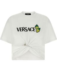 Versace - Strawberry Patch T Shirt Bianco-Donna - Lyst