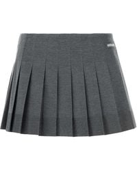 Miu Miu - Dark Silk Blend Mini Skirt - Lyst
