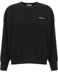 Brunello Cucinelli - Monile Crop Sweater Maglioni Nero-Donna - Lyst