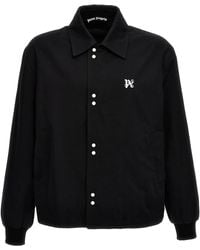 Palm Angels - Monogram-embroidered toggle-hem Boxy-fit Cotton-twill Coach Jacket - Lyst