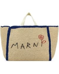 Marni - Ivory Raffia Shopping Bag - Lyst