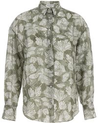 Brunello Cucinelli - Patterned Silk Shirt Shirt, Blouse - Lyst