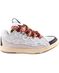 Lanvin - Sneakers bianche imbottite con lacci multicolore - Lyst