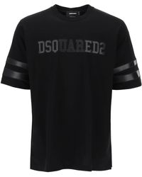 DSquared² - T-Shirt With Faux Leather Inserts - Lyst