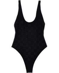 Elisabetta Franchi - Rhinestone Logo One-Piece Swimsuit Beachwear Nero - Lyst