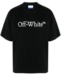 Off-White c/o Virgil Abloh - T-shirt nera con logo crewneck - Lyst