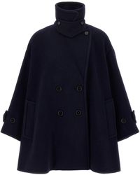 Chloé - Double Breasted Wool Coat Trench E Impermeabili Blu-Donna - Lyst