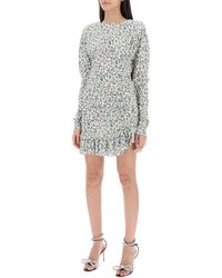 Alessandra Rich - Draped Mini Dress With Floral Pattern - Lyst