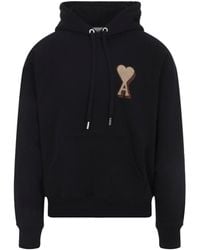 Ami Paris - Organic Cotton Sweatshirt Hoodie With Adc Pa-Uomo - Lyst