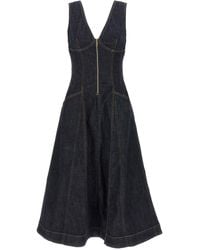 Self-Portrait - Denim Midi Abiti Blu-Donna - Lyst