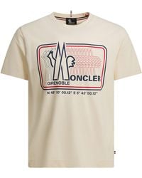 Moncler - Crew-Neck T-Shirt With Logo Print T-Shirts Bianco-Uomo - Lyst