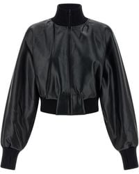 Norma Kamali - High Neck Bomber Jacket Puffer Jackets Nero-Donna - Lyst
