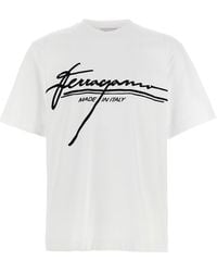 Ferragamo - Firma T Shirt Bianco/Nero-Uomo - Lyst
