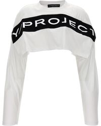 Y. Project - Logo Cropped T Shirt Bianco/Nero - Lyst