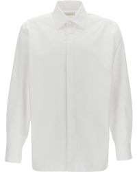 Saint Laurent - Camicia A Maniche Lunghe Con Colletto A Punta Bianca In - Lyst