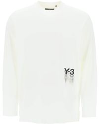Y-3 - T Shirt A Maniche Lunghe Con Stampa Logo - Lyst
