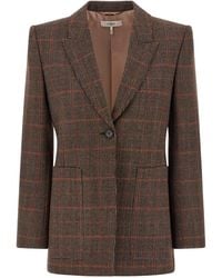 Chloé - Check Wool Blazer Blazers Marrone-Donna - Lyst