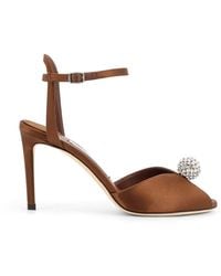 Jimmy Choo - Sacora Satin Sandals With Crystal Detail - Lyst